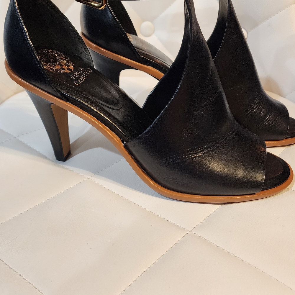 Vince Camuto Black Peep-Toe Heels - Picture 3 of 6